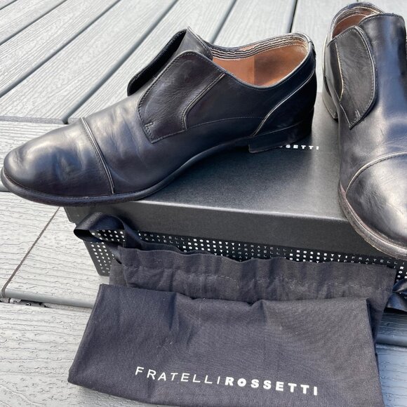 Fratelli Rossetti Black Leather Slip On Women's Oxford - Size 37.5 IT (7-7.5 US) - Picture 4 of 6